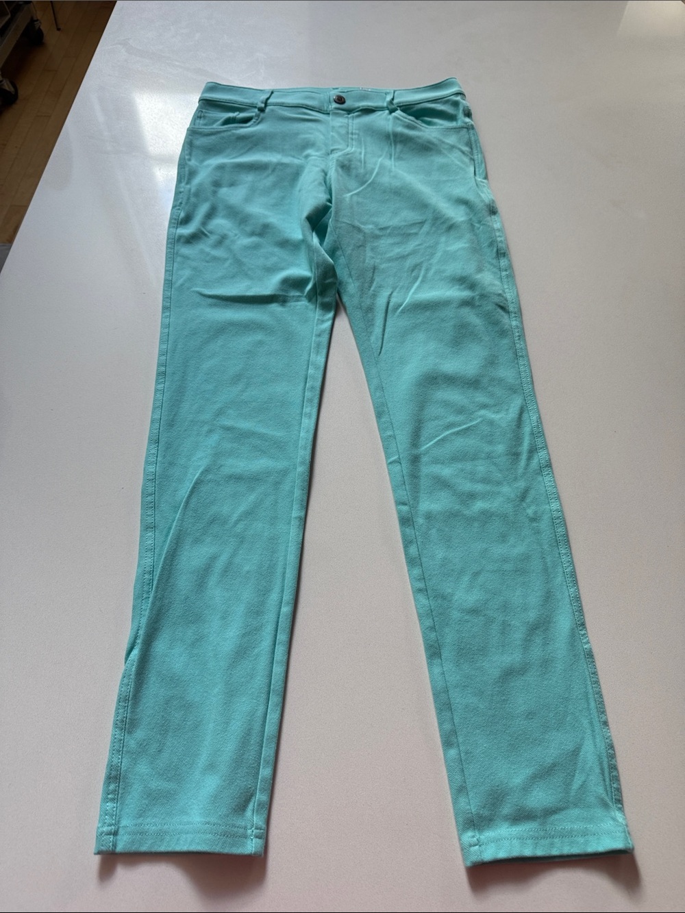 Jegging Leggings Pull On Sky Blue Skinny Faux Jeans, Size L Stretch